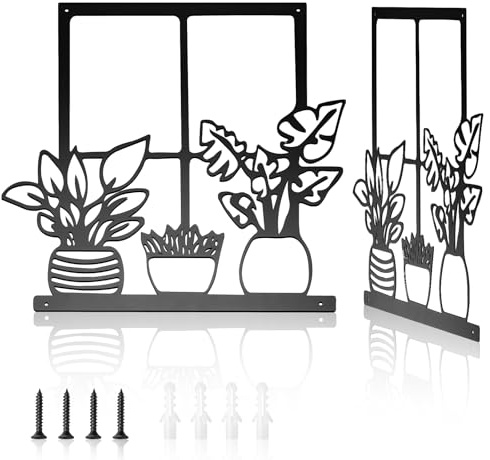 HZBAKLO Metal Wall Art Decor, Black Metal Flowers Wall Decor Vase Wall Art Sculptures, Minimalist Floral Wall Hanging Art for Living Room Kitchen Bedroom Bathroom