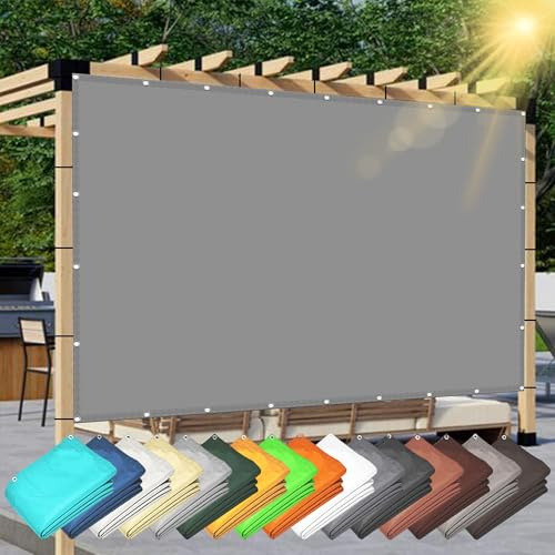 Voile d'ombrage Étanche 2.4 x 4.5 m Imperméable Protection Rayons UV Filet Dombrage Rectangle avec Le Kit de Fixation pour Jardins/Balcons/Terrasses, Gris Clair
