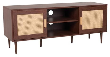Riess Ambiente Lowboard Vienna - 120cm - braun - Wiener Geflecht Rattan Holz-Optik - Retro TV-Board Regal