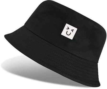 Nadeer Bobs damhatt fiskarhatt vikbar hinkhatt bomull andningsbar Bucket Hat solmössa anti-UV för herr unisex sommar utomhus, Svart-a, One size