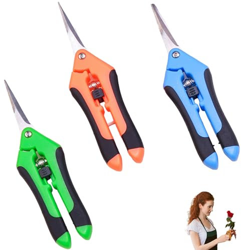 3 Stück Kleine Gartenschere, Garten Bonsai Schere Baumschere Ernteschere Rosenschere, Trimmscheren für Pflanzen mit Sicherheits-Feststellgriff, Pruning Shears Garden Scissors für Baumzweige Blumen