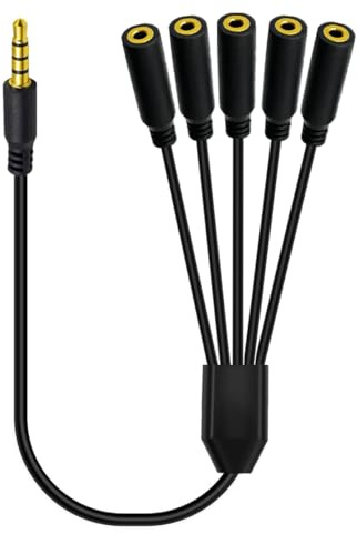 HUHANGGod Cavo audio splitter Y per cuffie da 3,5 mm, 4 poli da 1 maschio a 3 femmine 3,5 mm (1/8) TRRS AUX jack stereo da 1 maschio a 3 femmine cavo adattatore per cuffie, cuffie, laptop, telefono