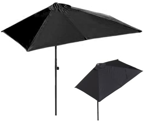 YCBTPS Demi-Parasol De Terrasse, Demi-Parasol De Balcon À Hauteur Réglable, Parapluie De Jardin Rectangulaire pour Porche, Mur(Black,200x100cm(6.5x3.3ft))