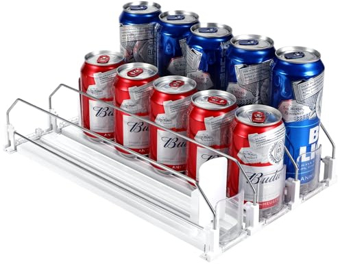Farerkass Organizador Latas Nevera Dispensador Latas Cerveza Organizador Nevera 3 Filas Organizadors De Bebidas Organizadors Frigorifico AutomáTico Ajustable Para 15 Lata (31×25cm)