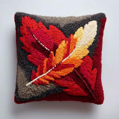Henypt Kit de Almohadones con Cierre de Gancho pluma de dibujos animados Kit De Cojines De Pestillo 43X43cm Funda de Cojín para Sofá, Latch Hook Manualidades Kits