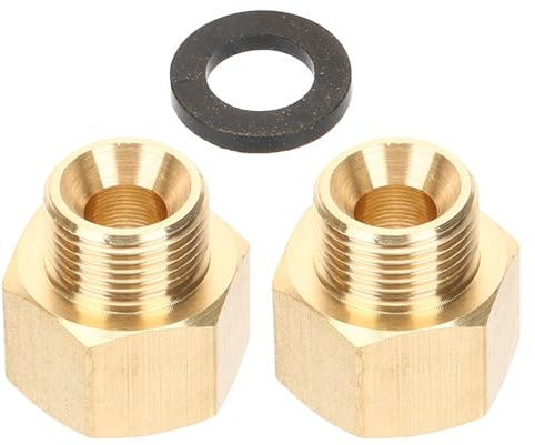 ANDRESLAD Adaptador de Propano de Latón 2 Piezas para Mangueras de Jardín, Conexión Rosca Interior G3/8 a Rosca Exterior 9/16, Adecuado para Sistemas de Gas y Parrillas al Aire Libre