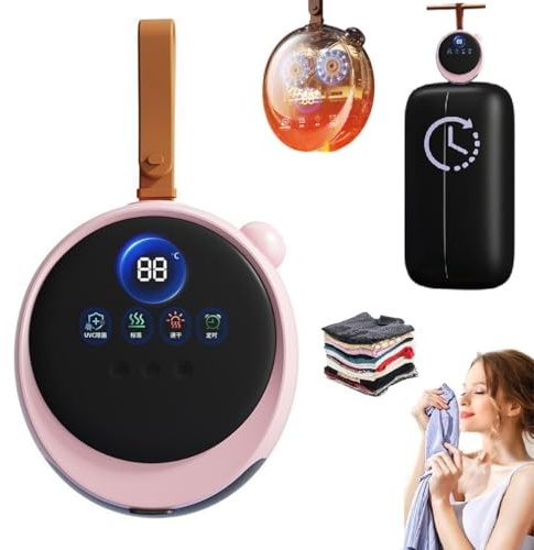 Mini portabel torktumlare, dubbla torklägen, 3-9 timmars timer, automatiskt överhettningsskydd, doftspridningsfunktion, lågbrusdrift, för ömtåliga tyger och torkning av vardagskläder