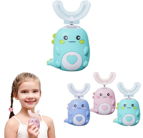 DinoBrush SmartBrush V2 Elektrische Kinderzahnbürste 2-12 Jahre, 360° U formig, Dinosaurier design, 60 Sekunden effiziente Reinigung 2 Einstellungen