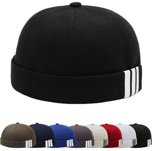 FULOOE Sombreros para Hombre Gorro Docker Hombre Negro Gris Sombrero Docker Gorro sin Visera Hombre Gorra Hombre Gorro Pescador