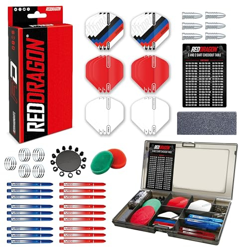 RED DRAGON Darts – Professionelles Dartzubehör | Mehrere Optionen verfügbar | Komplettes Dartzubehör (Flights, Schäfte, Griffwachs und mehr) oder Präzisions-Dart-Übungsringe