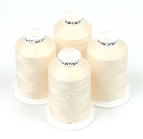 Ackermann 4X 1.000m UNIVERSAL NÄHGARN, Stärke 120, Qualitätsgarn, Overlock Garn, Garn für Overlock-Nähmaschinen (0808 Creme)