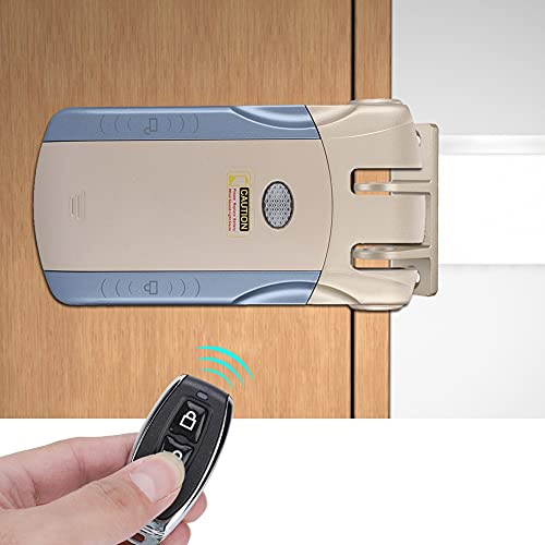 Cerradura electrónica de control remoto inalámbrico inteligente táctil, cerradura de puerta de entrada sin llave Cerraduras de seguridad antirrobo invisibles 4 controles(Oro)