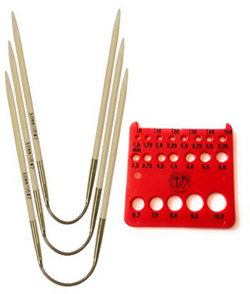 addi CrasyTrio Bambus (Flexi-Flips) mit goldfarbener Kordel (EU-Version) (3er-Set) mit roter Nadelstärke 24 cm, Größe 5 mm
