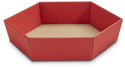 5 x PresentFill® Geschenkkorb leer - Wellpappe Präsentkorb sechseckig klein Rubin Rot - aus 100% Recycling Kraftkarton - Made in Germany - für Weihnachten - Hochzeit - Geschenke