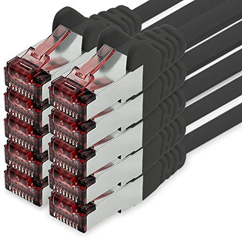 freiwerk Cavo di rete Cat.6 2m nero - 10 x Cavo Ethernet Lankabel Cat6 Cavo di rete Lan Sftp Pimf Patchcable 1000 Mbit s compatibile con Cat5 Cat5e Cat6a Cat7 Cat8