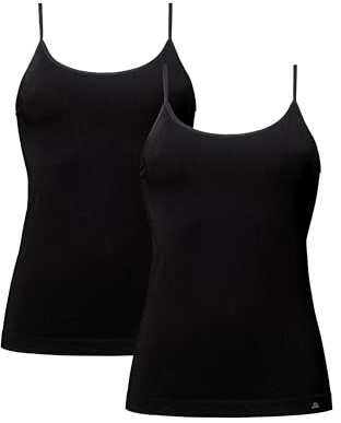 DANISH ENDURANCE Débardeurs en Fibre de Bambou Stretch, Haut Ultra Doux & Confortable, Femme, Lot de 2, Noir, XS/S