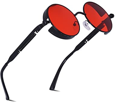 besbomig Sonnenbrille Damen Herren - Retro Rund Steampunk Brille UV400 Schutz Polarisiert Hippie Festliche Partybrille Fasching Brillen Rave Goggles Outdoor Aktivitäten Mode Accessoire