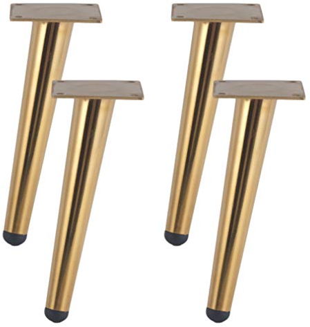 4 Stück Möbelfüße, DIY Möbel Tischbeine Sofafuss Tischgestell, Konisch Möbelfüße, Metall Schrankbeine mit Kunststoffgummikopf, für Couchtisch, Esstisch, Schreibtisch, Nachttisch(gold20cm)