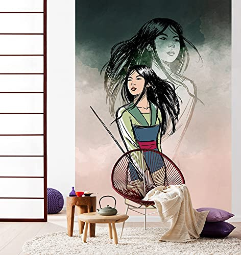 Komar Disney Vlies Fototapete - Brave Mulan - Größe: 200 x 280 cm (Breite x Höhe) - Mädchen, Prinzessin, Kinderzimmer, Tapete - IADX4-083