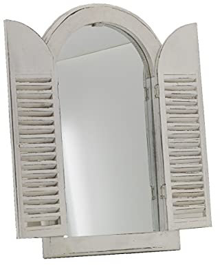 AubryGaspard - Espejo de pared con ventana de madera, color blanco