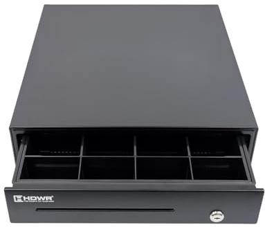 HDWR HD-KR35 Tiroir-Caisse Solide et élégant, Insert Remplaçable, Compartiment Coulissant, Acier Laminé à Froid, Prise RJ12, 35 x 40,5 x 9 cm