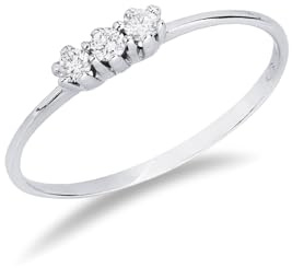 GV GIOIELLI DI VALENZA Anello Trilogy lineare in Oro bianco 18k con Diamanti.