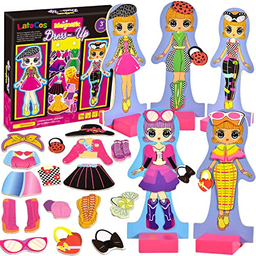 Toyssa Muñecas magnéticas para Vestir Vestir Muñeca Juego de Magnéticos Juguete de Madera Juguetes Montessori Educativo Juego de imitación Regalo para Bebés Niñas 2 3 4 5 6 años