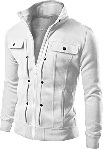 Giacca Invernale da Uomo Moda Casual Allentata Colletto in Piedi Bottone Rifinito Giacca Felpa Giacca da Lavoro Giacca Tattica Giacca Casual