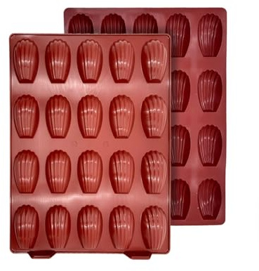 Maé Innovation Silikonbackform 40x30cm - 20 Madeleines (7,6x4,5x2cm) - Antihaftbeschichtet - 100%-Premium Qualität