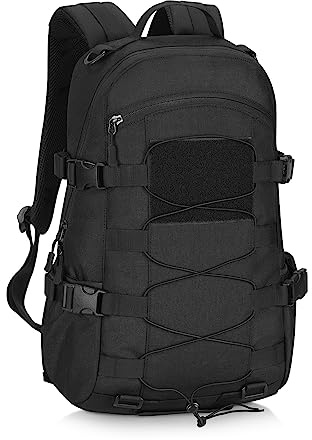 HUNTVP 25L Tactical Backpack Military Backpack MOLLE Bag Outdoor Hunting Rucksack Gear Assault Travel Daily Pack Bag(Black)