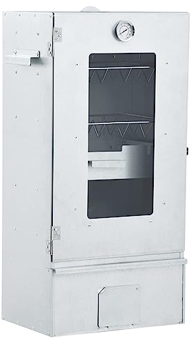 Festnight Räucherofen Edelstahl Räucherschrank mit Holzspänen Smoker Metall Reifeschrank für Fisch Fleisch Würstchen Räucherzubehör Räucherkammer
