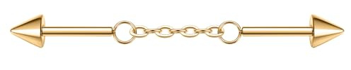 AROWRO Gold Industrail Piercingschmuck Kette Industrieohrringe 14G Industrieschmuck Industriehantel Industrieohrringe Knorpel Conch Helix Piercingschmuck 1 1/2 Zoll 38mm Chirurgenstahl…