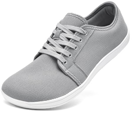 Gugifcto Barefoot Zapatillas Minimalistas Barefoot Mujer Hombre Zapatillas Suela de Caída Cero con Diseño de Punta Ancha Zapatillas Zapatos Descalzos Casuales Gris 40