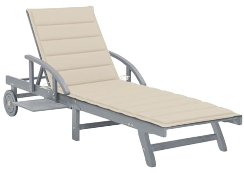 FUDUGEHMIOFWFJJ deckchair,liegestühle,sonnenbank,Sonnenliege mit Auflage Akazie MassivholzGeeignet für Garten, Pooldeck, Terrasse, Wohnzimmer