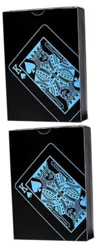 ibasenice 2sätze Wasserdichtes PVC Poker Set Mit Kreativen Spielkarten Blauer Aufbewahrungsbox Wiederverwendbar Und Langlebig Für Spaß Mit Familie Und Freunden