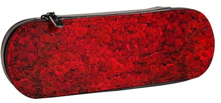 WURTON Stylisches Federmäppchen aus Leder mit rotem Rosen-Motiv – kompakt und vielseitig, Stifteetui aus Leder