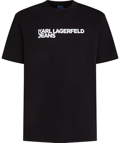 Karl Lagerfeld Jeans, Herr, Vanlig Kortärm Essential Logo T-Shirt, Vanlig Fit, Svart, L