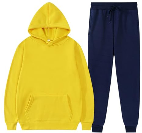Survêtement à capuche deux pièces pour homme, chandail décontracté et pantalon de jogging, doublure en polaire douce, cordon de serrage à la taille, parfait pour la gym, la course, disponible en