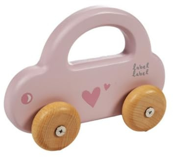 Holz Spielzeug Auto Rosa o. Blau - personalisierbar I Geschenk zur Geburt & Taufe I Handmade Holzspielzeug ab 1 Jahr I Personalisierte Geschenke Baby I Holzauto mit Name & Geburtstdaten (Rosa)