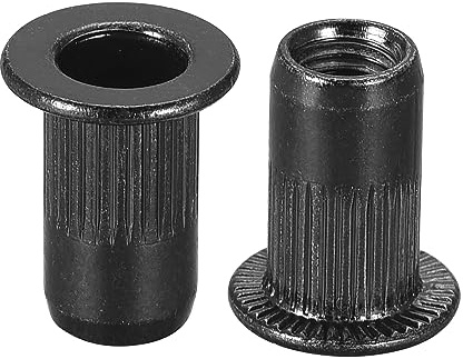 QUARKZMAN Écrou aveugle en acier au carbone zingué à tête plate cannelée M4 Rivet Nuts Noir 20 pièces