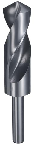 sourcing map 28mm Drill Bit 1/2 Reduced Shank Round 4341 HSS | High Speed Steel Nitriding Black 118° Standard Point for Plastic Wood Copper Aluminum Iron Medium Soft Metal
