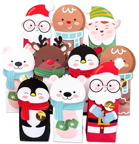 Papierdrachen Adventskalender 2025 Weihnachtshelfer - 24 Papiertüten - vorgestanzte Bastelteile - zum Selbstgestalten und Befüllen