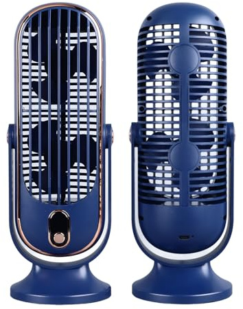 Yechiry Tower Fan for Bedroom, Ultra Quiet Oscillating Table Fan, Powerful Personal Small Standing with 5 Gears, Portable Electric USB Rechargeable Desk for Home, Office Desktop (Blue)