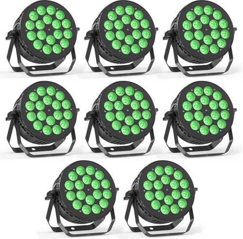 180 W Par LED RGBW Projecteur, 8 Piece éclairage de scène | en aluminium moulé avec DMX512, commande vocale, pour les fêtes, mariages, bars et Noël