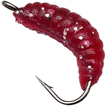 Lot de 30 Appâts à Asticots de Pêche Faux, Ver Terre Artificiel Leurre Souple avec Hameçons, Leurre de Pêche au Ver de Pain Doux, Souples pour Pêche à Carpe, à la Truite, en Eau Douce et en Eau Salée