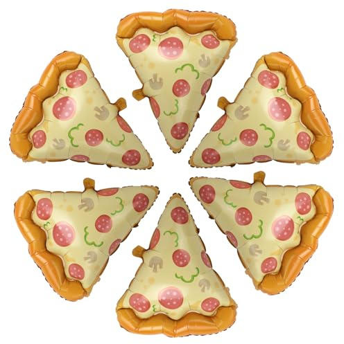 6st Pizza Ballonger, 60 cm Korv Pizza Skivor Folieballong för Födelsedagsfest, Babyshower, Rolig Dekoration