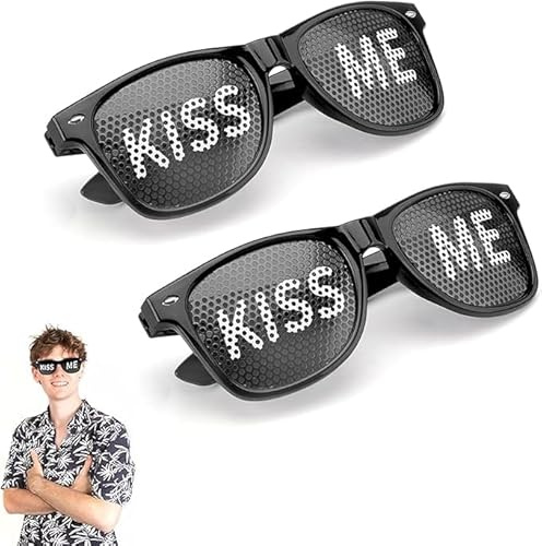 Lunettes de Fête Motif Kiss Me - Lunettes de Soleil pour Carnaval, Accessoires Photo