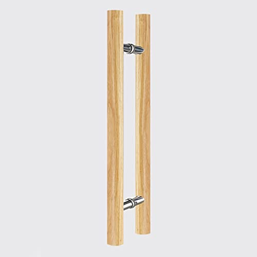 Solid Wood Handle Set for Modern Glass and Sauna Doors, Push Pull Design Enhances Functionality and Aesthetics