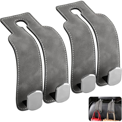 2 Stück Autositz Doppelhaken, Auto Lagerung Haken, Kopfstützen Sitzhaken Leder und ABS, Kopfstützenhaken Rücksitzhaken für Handtaschen Flaschen Regenschirme, Universal Organizer Haken für Autositze