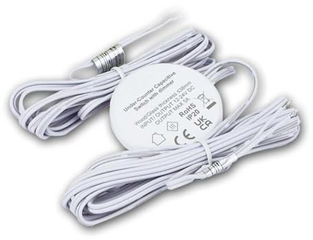 Kapazitiver LED Touch Schalter mit Dimmfunktion – unsichtbarer Näherungsschalter für 12V/24V LED Beleuchtung – durch Holz, Glas & Kunststoff – dimmbar, flach, selbstklebend